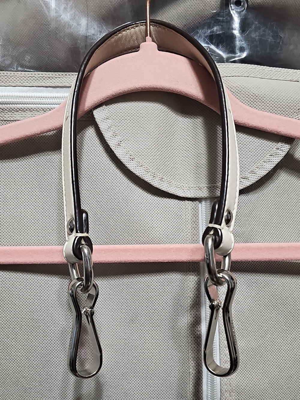 Coach White Leather Shoulder Strap with Silver Hardware